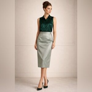 NEW Vintage 90s Kay Unger New York, Silk Midi Skirt  Size 6